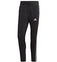 adidas Essentials Single Jersey Tapered Open Hem 3 Stripes - pantaloni fitness - uomo, Black