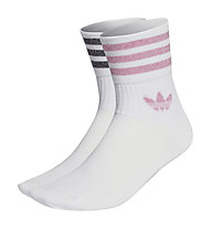 adidas Originals Mid Cut Glt Sck - calzini corti - donna, White/Pink/Black