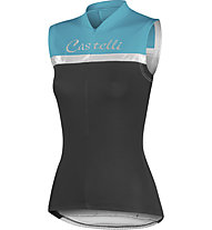 Castelli Promessa W Sleeveless Top Bici Donna, Black/Aqua/Silver