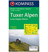 Kompass Carta N.34: Tuxer Alpen, Inntal, Wipptal, Zillertal 1:50.000, 1:50.000