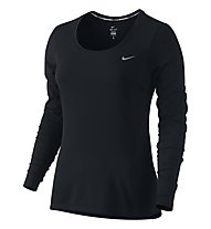 Nike Dri-FIT Contour Long Sleeve maglia running donna, Black/Reflective Silver