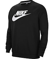 Nike M NSW Fleece Crew - felpa - uomo, Black/White