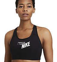 Nike Swoosh W's Logo Medium-Support - reggiseno sportivo a sostegno medio - donna, Black/White