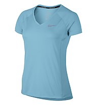 Nike Dry Miler Top V-Neck Laufshirt Damen, Vivid Sky
