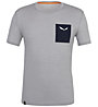 Salewa Pure Logo Pocket Am - Trekking-T-Shirt - Herren, Light Grey/Dark Blue/White