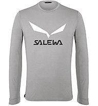 Salewa Solidlogo Dry M L/S Tee - Langarmshirt - Herren, Light Grey/White