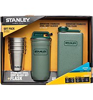 Stanley Adventure Steel Spirits Gift SET Taschenflasche + 4 Edelstahlbecher, Hammertone Green/Metal