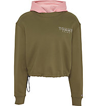 Tommy Jeans Contrast Hood - felpa con cappuccio - donna, Green/Pink