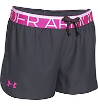 Under Armour girls play short, Lead/Rebel Pink
